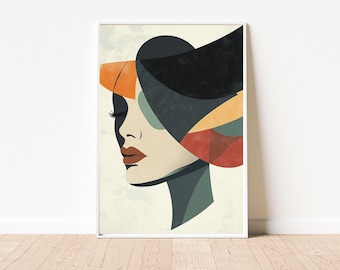 Minimalist Woman Portrait Art: Abstract Fashion Print (Digital Download)