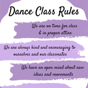 Dance Classroom Rules Printable Page