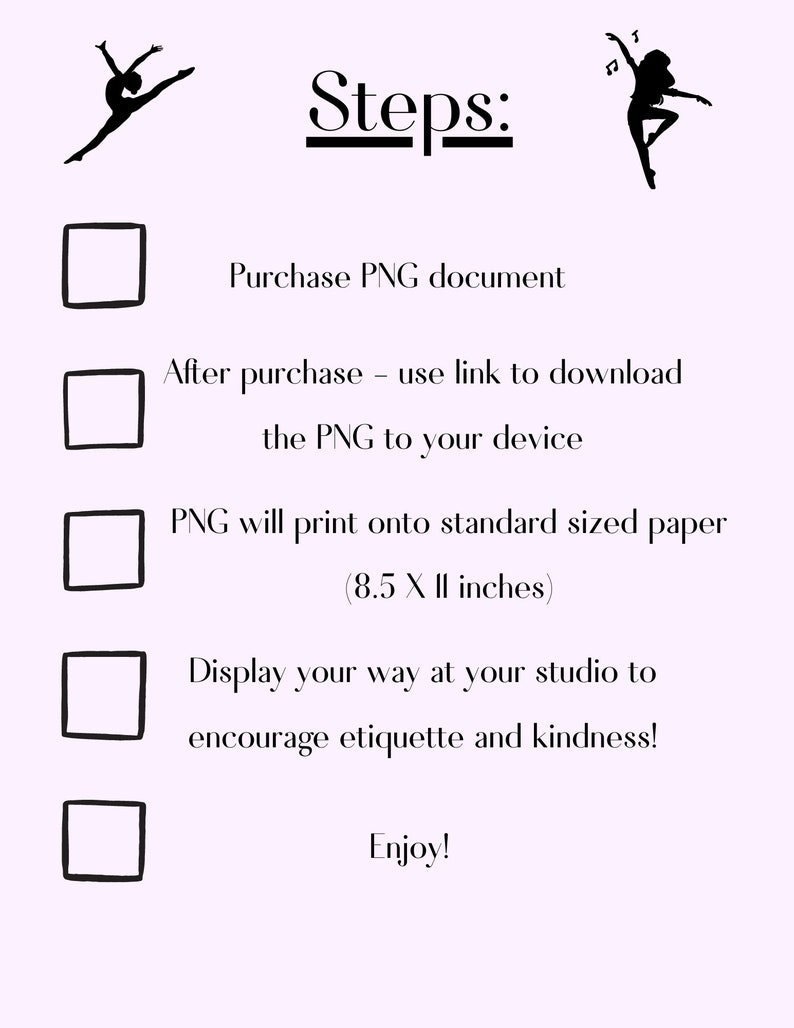 Dance Classroom Rules Printable Page Etsy