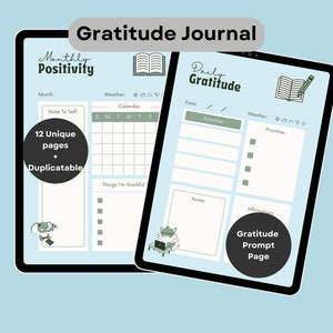 Diario de Gratitud Digital, Reflexión Consciente, Diario Imprimible, Diario Digital de Salud Mental
