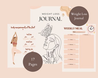 Weight Loss Journal, Fitness Journal, Weight Loss Tracker, Body Measurements, Fitness Planner Printable, Pounds Lost Tracker,