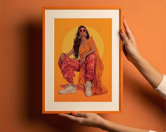 Desi Woman Wall Art: Colorful Indian Pop Print (Digital Download)