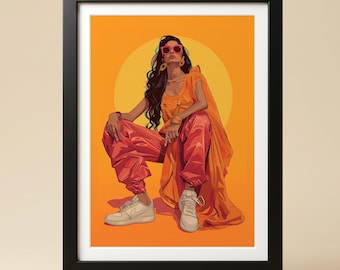 Indian Wall Art: Desi Woman Modern Print (Digital Download)