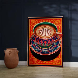 Affiche indienne moderne en téléchargement numérique Desi, impression persane, art chaï thé café, décoration cuisine indienne, art mural cuisine