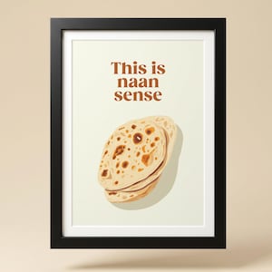 Indisk konst med naan-inspirerad text: Rolig matposter (digital nedladdning)