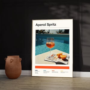 Aperol Spritz, Digital Download, Printable Poster, Cocktail Poster, Drinks Cart, Bar Cart Decor