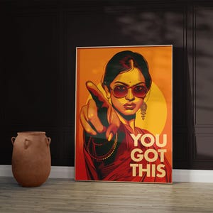 Desi Pop Art Print: Feminist Modern Indian Woman, Saree (Digital Download)