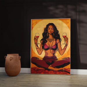 Yoga Pop Indian Art Print: Indian Woman with Wine (Digital Download)