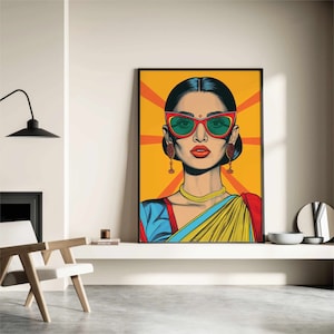 Saree Woman Pop Art Print: Modern Desi Art (Digital Download)