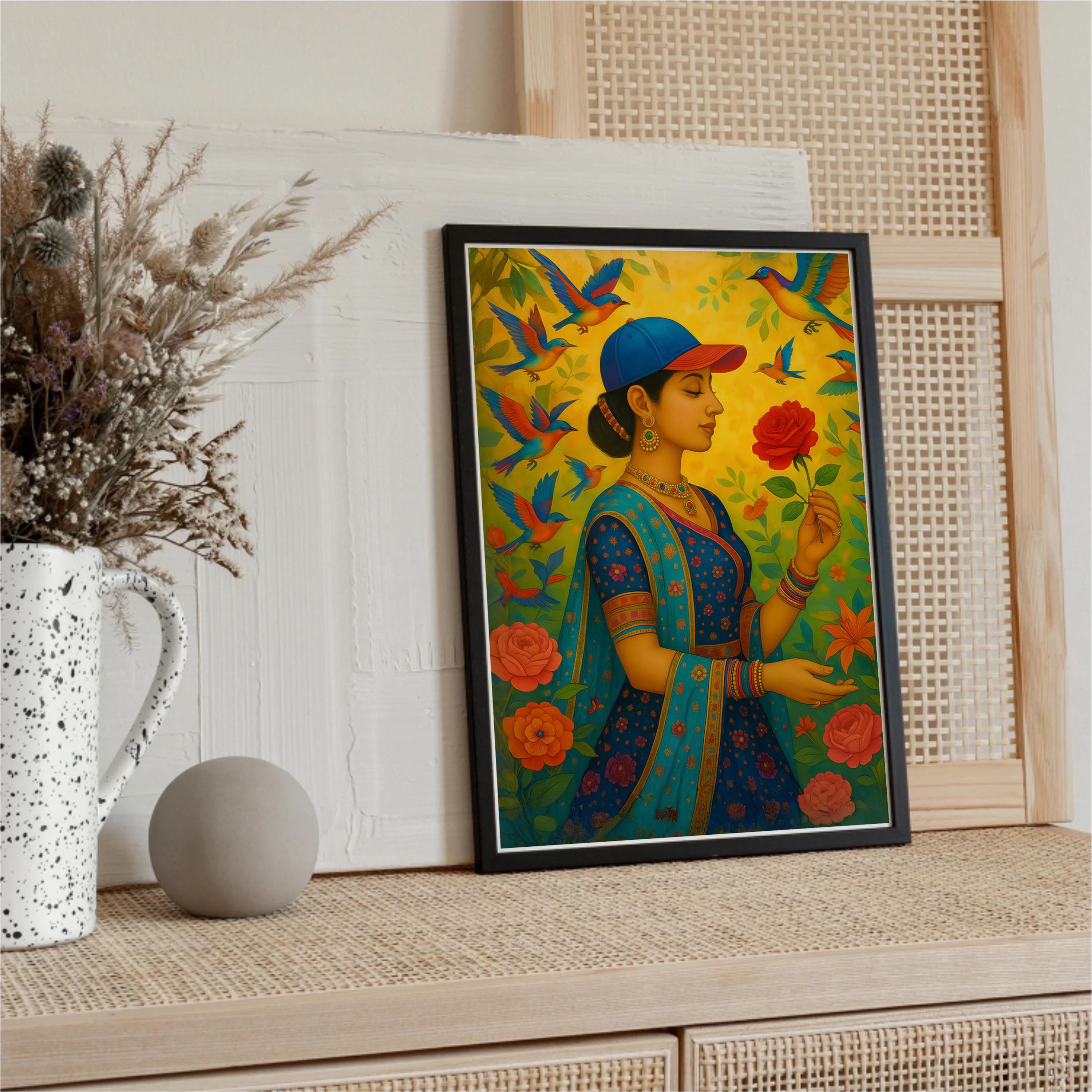 ムガル庭園の絵画：ヴィンテージインドアートプリント（デジタル