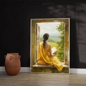 Indian Poster, Digital Download, Desi Art, Illustration Painting Indian Woman, Feminist Art