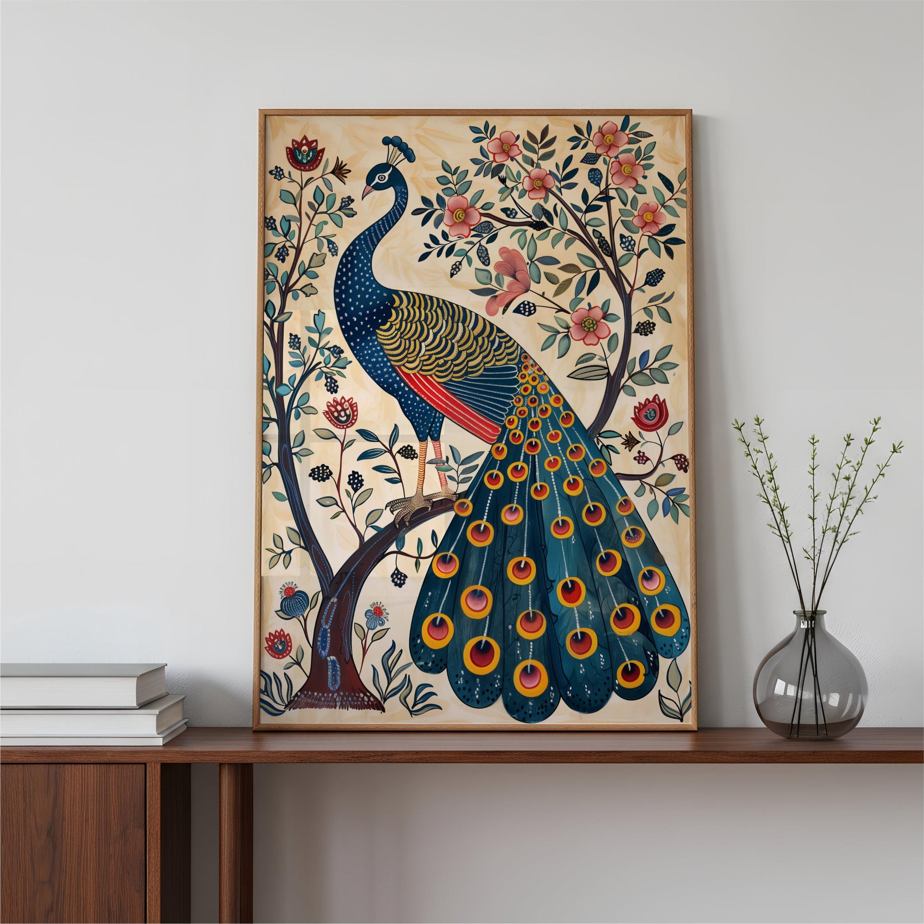 Madhubani Peacock Art Print: Colorful Indian Folk Digital Download - Etsy