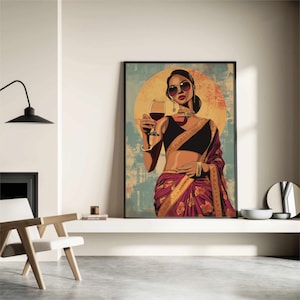 Saree Woman Pop Art Print: Modern Desi Art (Digital Download)