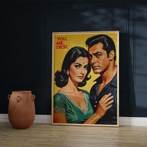 Bollywood Couple Poster: Desi Art, Indian Wall Decor (Digital Download)