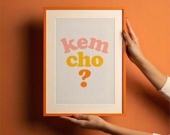 Modern Gujarati Art Print: Kem Cho, Indian Desi Decor (Digital Download)