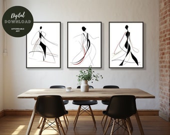 Figure Drawing Woman, Gallery Set, Digital Download, Minimalist Decor, Female Body, Modern Illustration