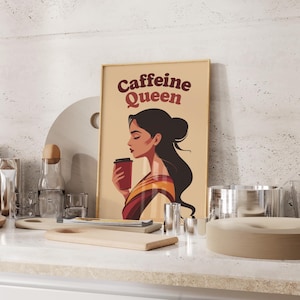 Affiche indienne, téléchargement numérique, Desi Art, punjabi, gujarati, cuisine indienne, thé, chaï, reine du café, illustration de femme