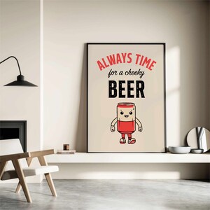Beer Poster, Digital Download, Funny Drinking Poster, Craft Beer, Illustrated Art