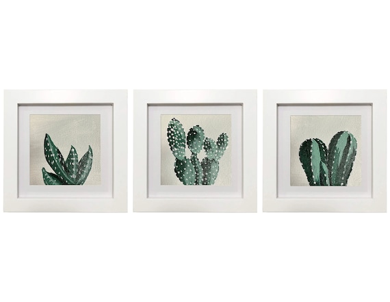 多肉植物の絵画 3枚セット 4x4 - Etsy 日本