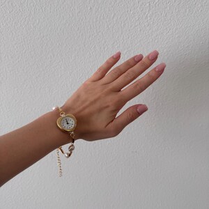 Heart Watch Bracelet with Freshwater Pearls