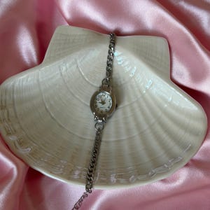 Handgemaakte zilveren horlogeband: vintage polshorloge met dikke ketting afbeelding 5