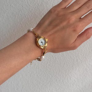 Vintage Gold Pearl Watch – Handmade Women’s Wrist Watch with Real Quartz Movement, Baroque Pearls, Coquette Jewelry, Gift for Her