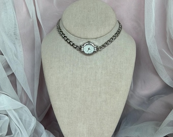 Watch Choker Oval Face Necklace