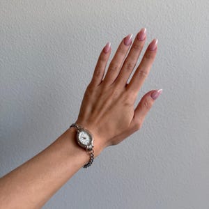Handgemaakte zilveren horlogeband: vintage polshorloge met dikke ketting afbeelding 3