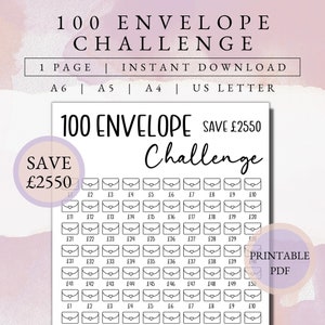 100 Envelope Challenge | Savings Goal | Printable Savings Tracker | Financial Tracker | Budget Tracker Pounds | Sinking Fund | Cash Budget