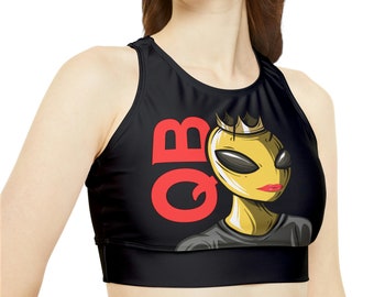 Top de bikini corto con cuello alto