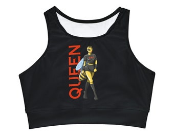 Top de bikini corto con cuello alto