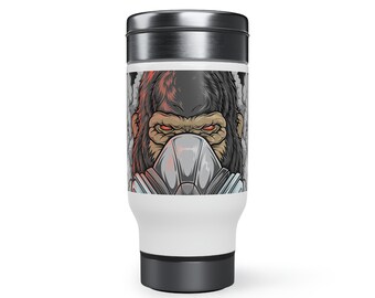 Taza de viaje de acero inoxidable con asa, 14oz