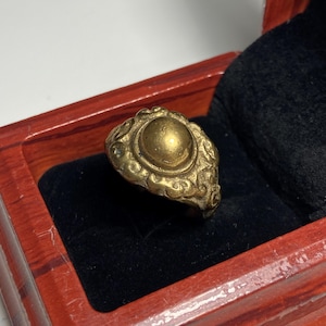 Antique Brass Na Mo Ring-Rare Thai Amulet, Sacred Talisman For Protection, Luck & Charm (P004)