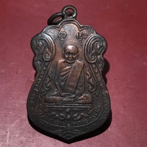 LP Iam THAI AMULET Brass Coin Talisman Pendant Protection Luck Charm Magic