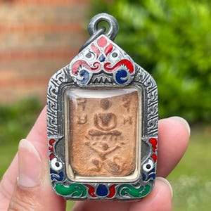 Rare LP Pan Thai Necklace Pendant Amulet, Talisman Charm Gamig Clay, Buddha Pendant Thai Blessed, Bring Wealth and Luck, Nice Gift