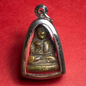Rare Amulet Rian LP Ngern Pim Yai/ Vintage Magic Thai Pendant,Bangklan Temple/Good Luck and Wealth Talisman/ Thai Buddha Amulet/Holy Items