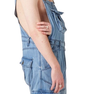 Mens Denim Stonewash Blue Dungarees Bib Pants Men Designer Peviani Overalls Jumpsuit image 10