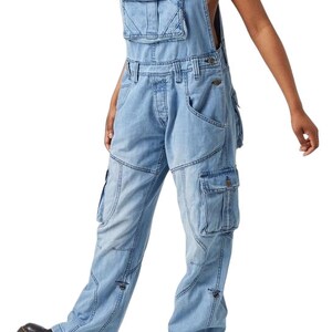 Mens Denim Stonewash Blue Dungarees Bib Pants Men Designer Peviani Overalls Jumpsuit image 7