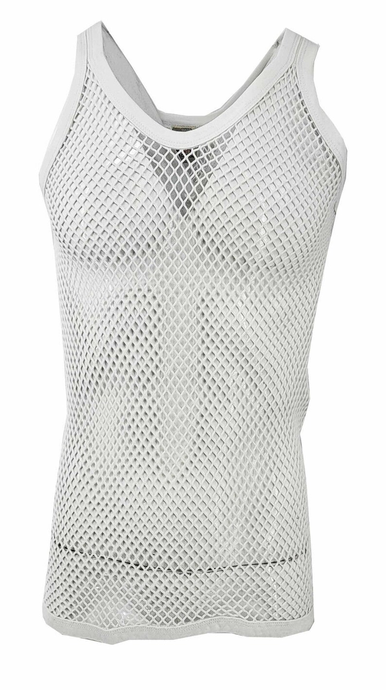 Georgio Peviani Men's Rasta Mesh String Vest – 100% Cotton, Fitted, Fish Net Top, UK Made