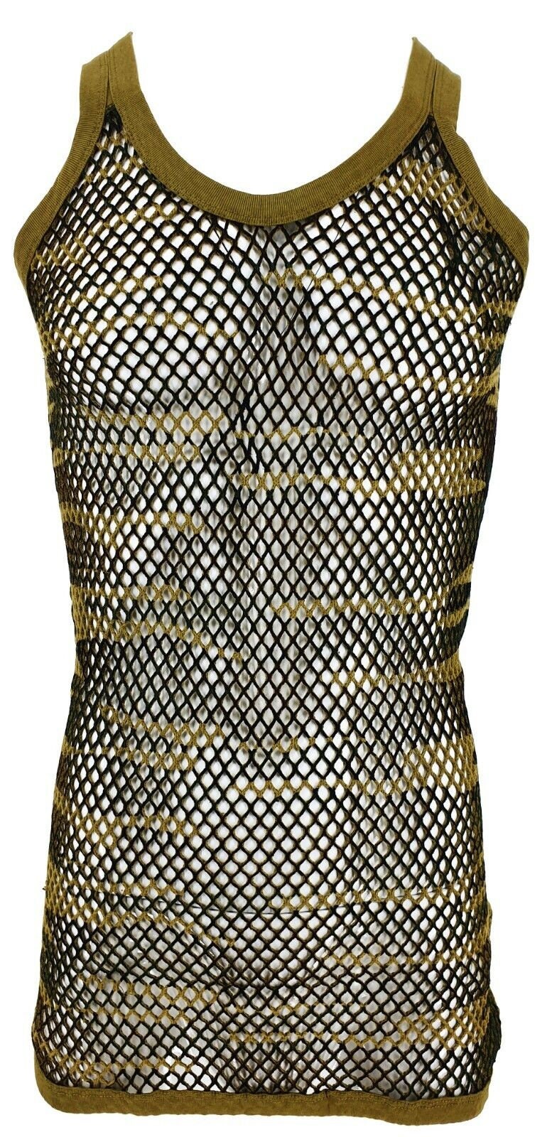 Mens Black Camo String Mesh Vest 100 Cotton Camouflage Fish Net Fitted