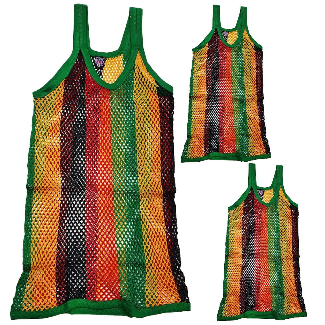 Mens String Rasta Crystal Vest 100% Cotton Mesh Fish Net Fitted String ...