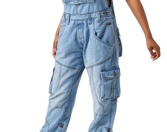 Mens Denim Stonewash Blue Dungarees Bib Pants Men Designer Peviani Overalls Jumpsuit