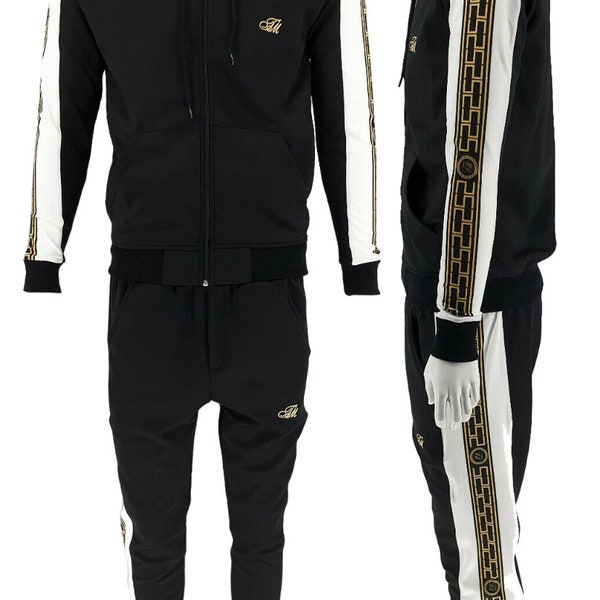 Mens Zip Up Hoodie & Joggers Tracksuit Set Matching Urban Fashion Sweatshirts Sweatpants Athletic Track Suit