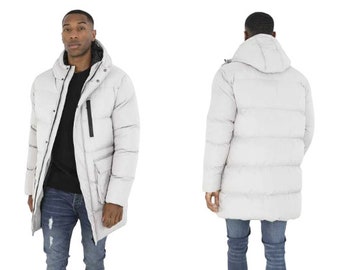 Men's Jacket Puffer Parka Zip Up Hooded Coat Brave Soul Longline Quilted S-XL