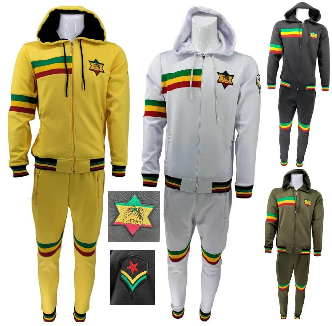 Mens Rasta Tracksuit 2 Piece Zipper Men's Matching Sweatshirts ...