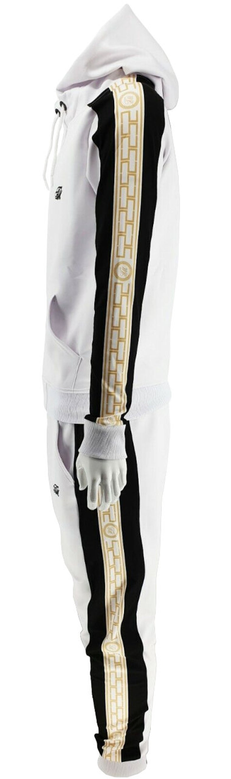 Mens Zip up Hoodie & Joggers Tracksuit Set Men White Matching Urban