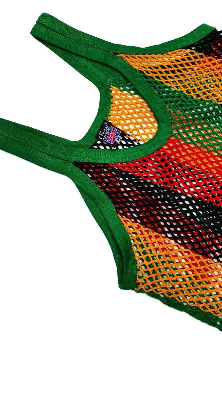 Mens String Rasta Crystal Vest 100 Cotton Mesh Fish Net Fitted String