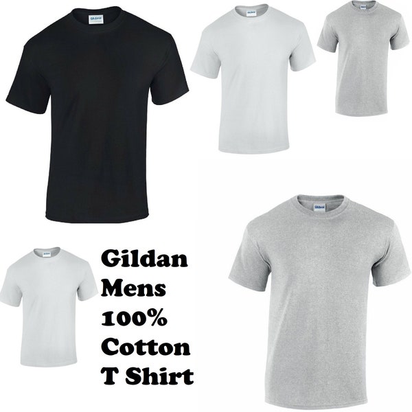 Gildan Mens Plain Top Shirt Cotton Crew Neck Top Men Short Sleeve T-Shirt S-2XL