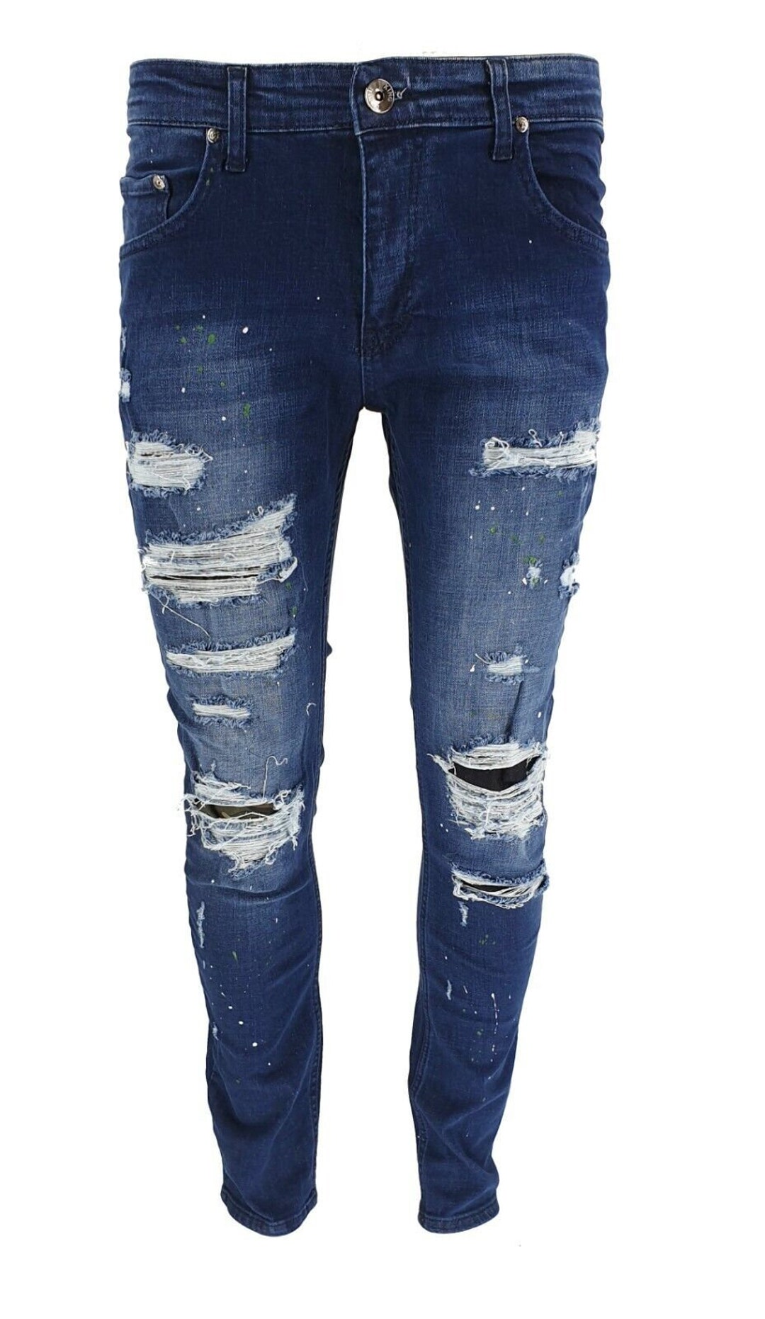 Men's Jeans Patchwork Paint Splatter Distressed Ripped Camouflage Patch
