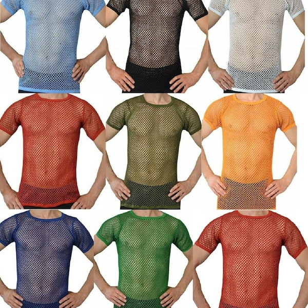 T-shirt à manches courtes en résille de coton pour hommes